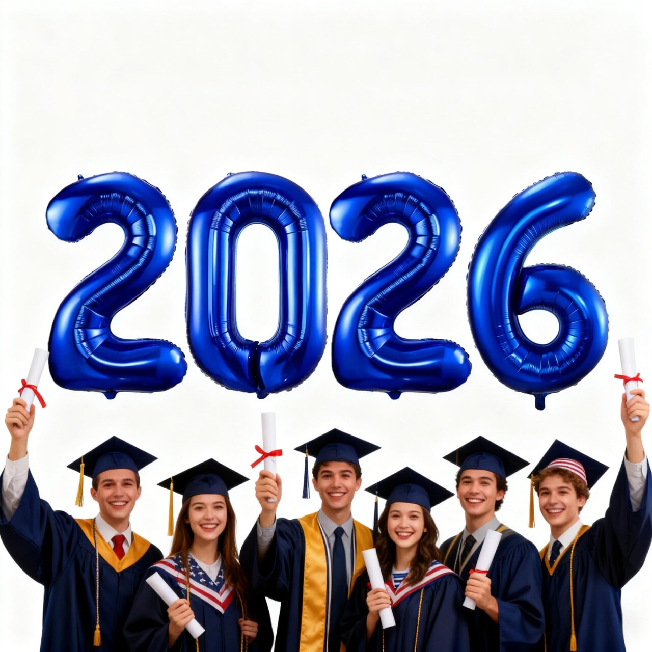 2026 Navy Blue Balloons, 40" Large Navy Blue 2026 Balloons Helium Mylar Foil Balloons for 2026 New Year Christmas Graduation Party Decoration